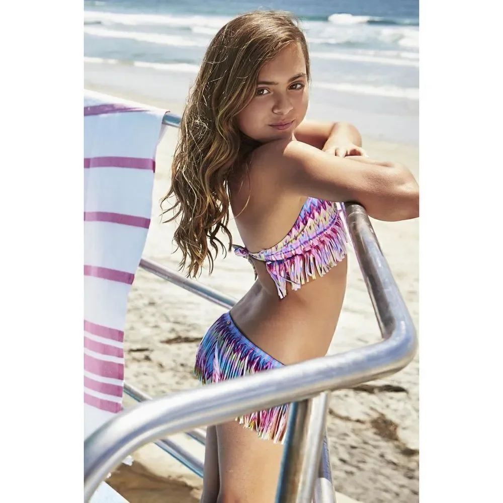 New. Multicolored fringe skirt bikini. Size 16